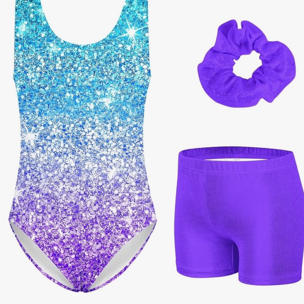 Sparkling Blue and Purple Gymnastics Set